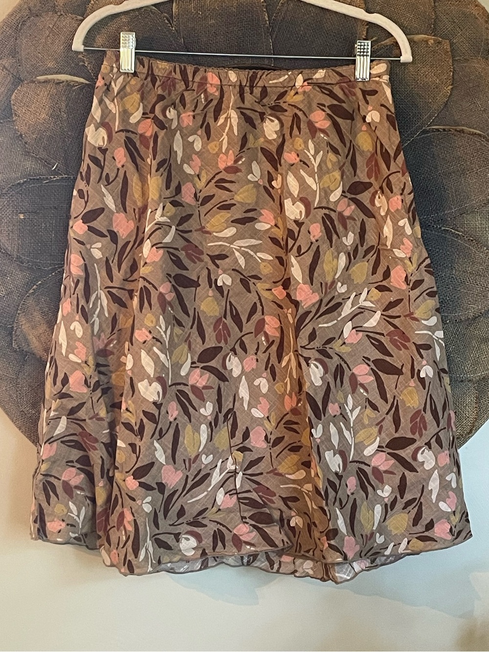 J.Jill Floral Cotton A-Line Lined Skirt